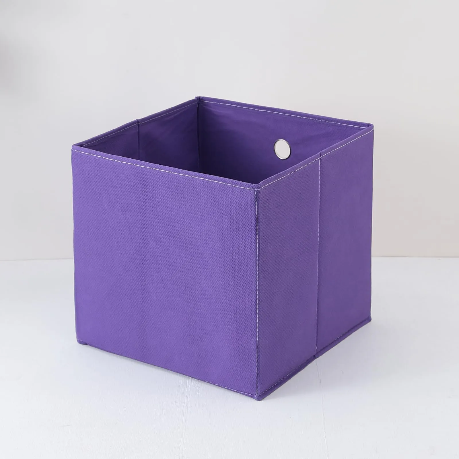 Kuber Industries Foldable Storage Basket|Square Toy Storage Bin|Front Grab Handle|Wardrobe, Closet Organizer (Purple) (Pack Of 5)