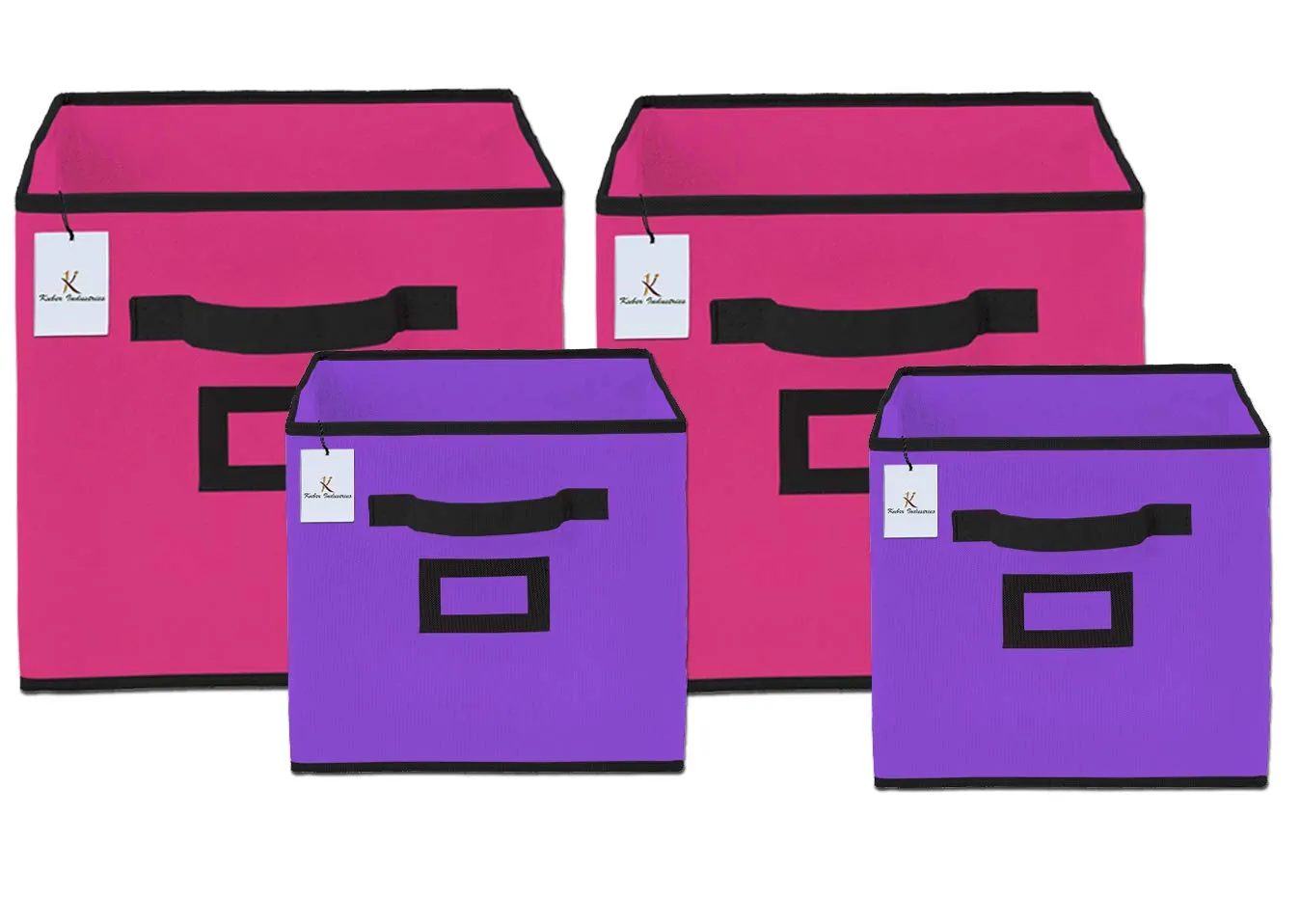 Kuber Industries Non Woven 4 Pieces Small & Large Foldable Storage Organiser Cubes/Boxes (Pink & Purple) - CTKTC035347