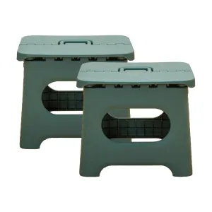 Kuber Industries (Set of 2) Small Folding Stool for Sitting - Plastic Foldable & Portable Step Stool for Kids - Green