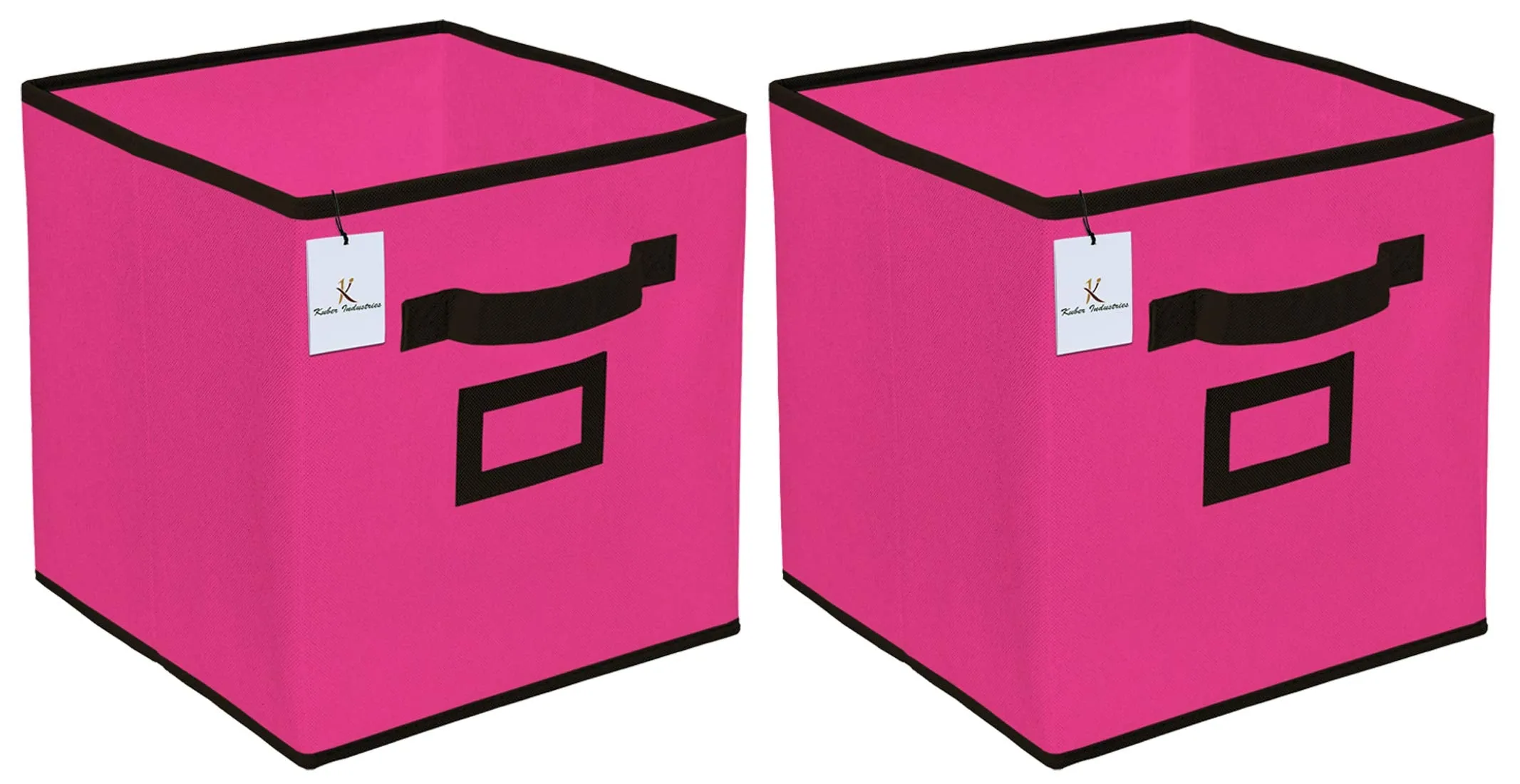 Kuber Industries Square Non Woven Foldable Storage Organiser Cubes/Boxes CTKTC035146 (Pink, Small) - 2 Pieces