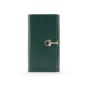 Ladies Tall Leather Purse With Brass Clasp 8 CC - Racing Green