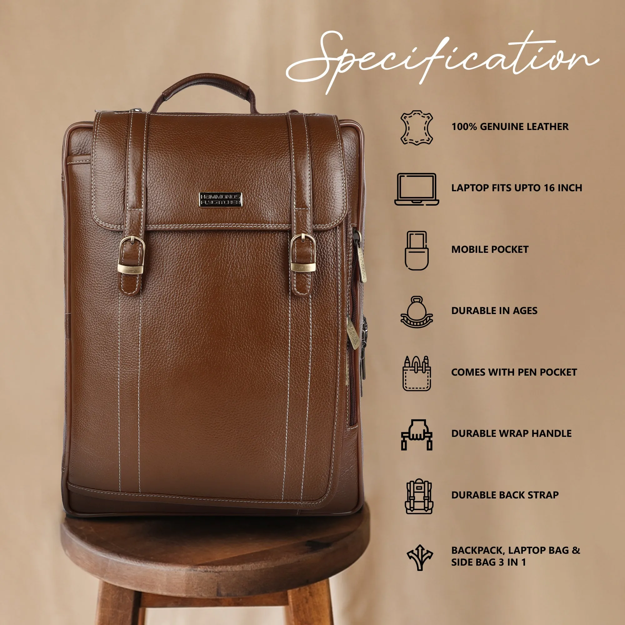 Laptop Bag for Men - Genuine Leather Office Bag - Fits upto 16 Inch Laptop/MacBook - Messenger Bag