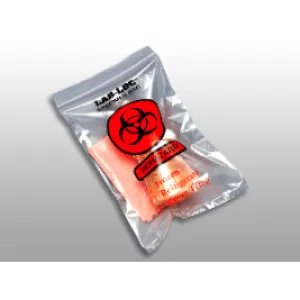 LK Packaging 3 Wall Biohazard Specimen Transfer Bag, Reclosable, 2 mil, 6" x 9"