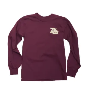 Long sleeve maroon Petes tee