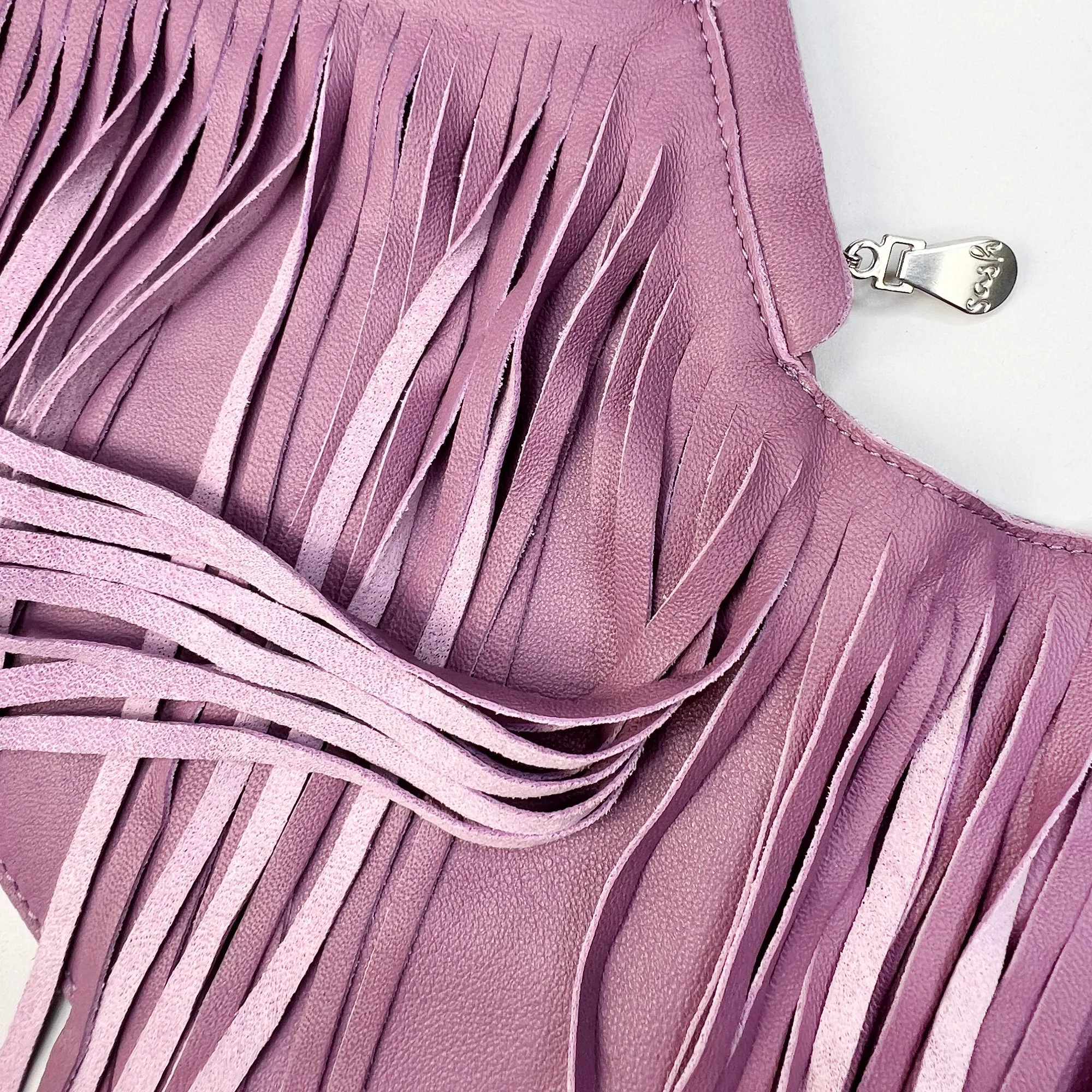 Lotus Leather Fringe Sash Bag