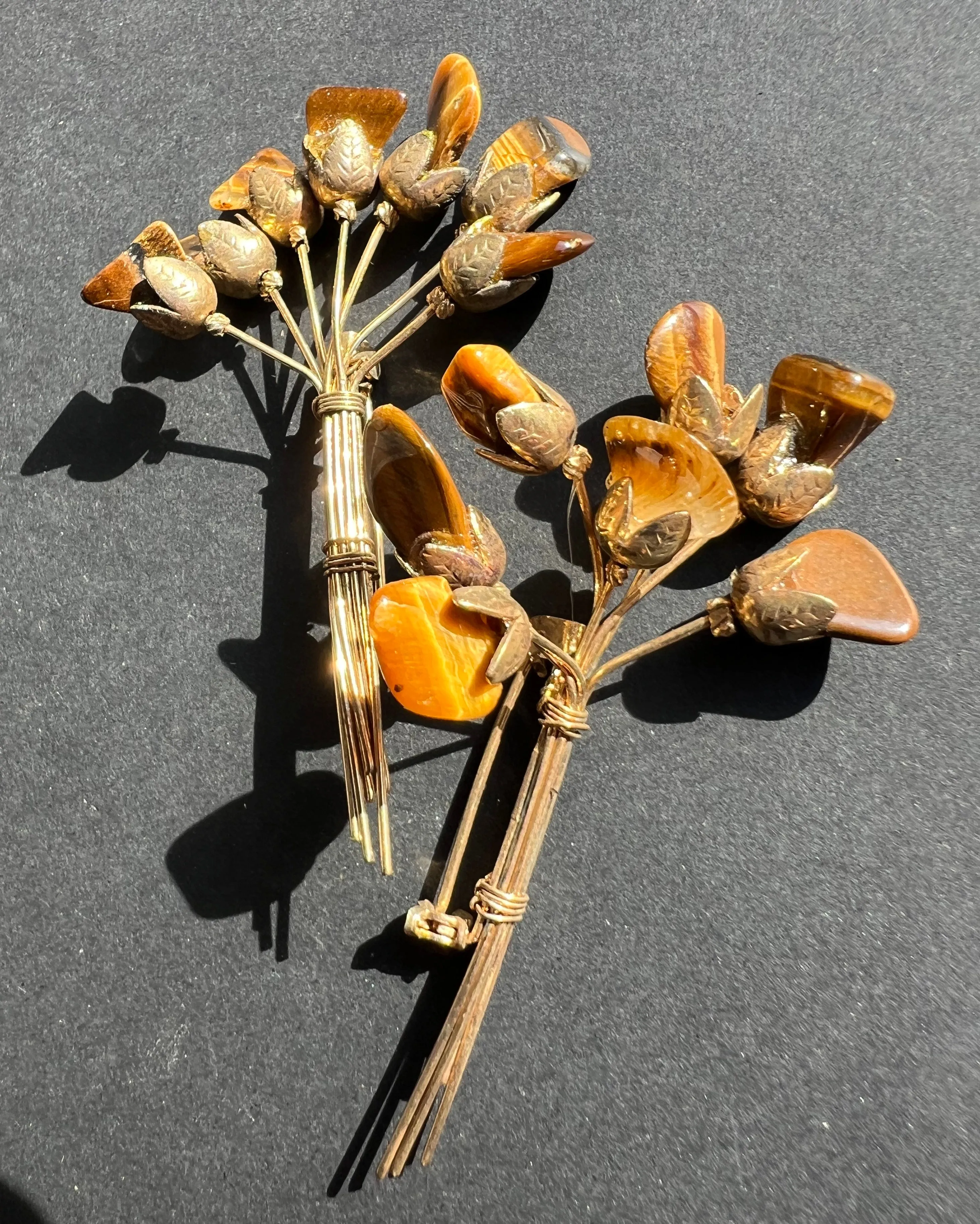 Lovely Vintage Bunch of Tigers Eye Brooch