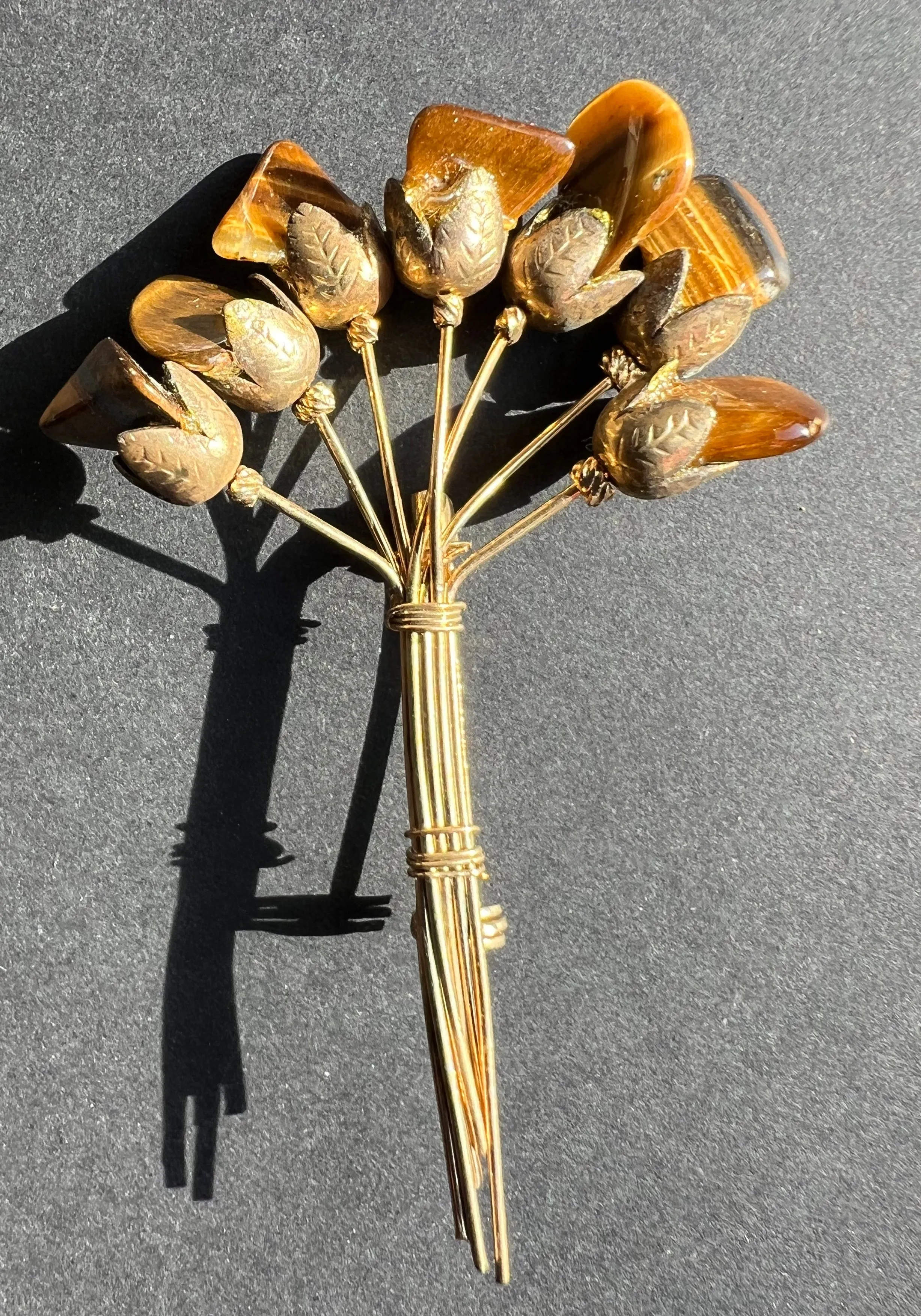 Lovely Vintage Bunch of Tigers Eye Brooch