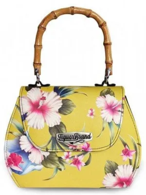 Luau Yellow Vintage Bamboo Handle Bag