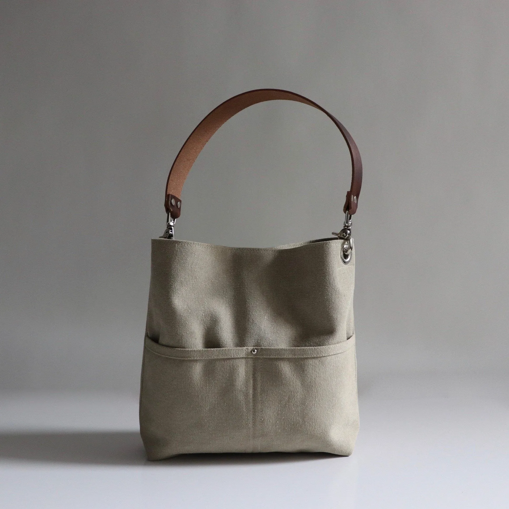 Medium Bucket Bag in Sand Canvas