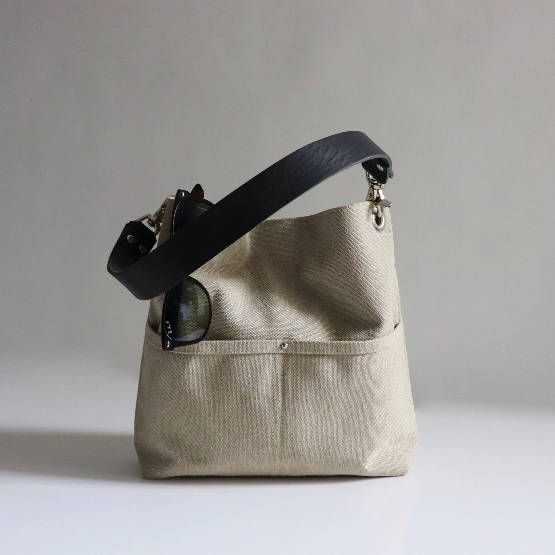 Medium Bucket Bag in Sand Canvas