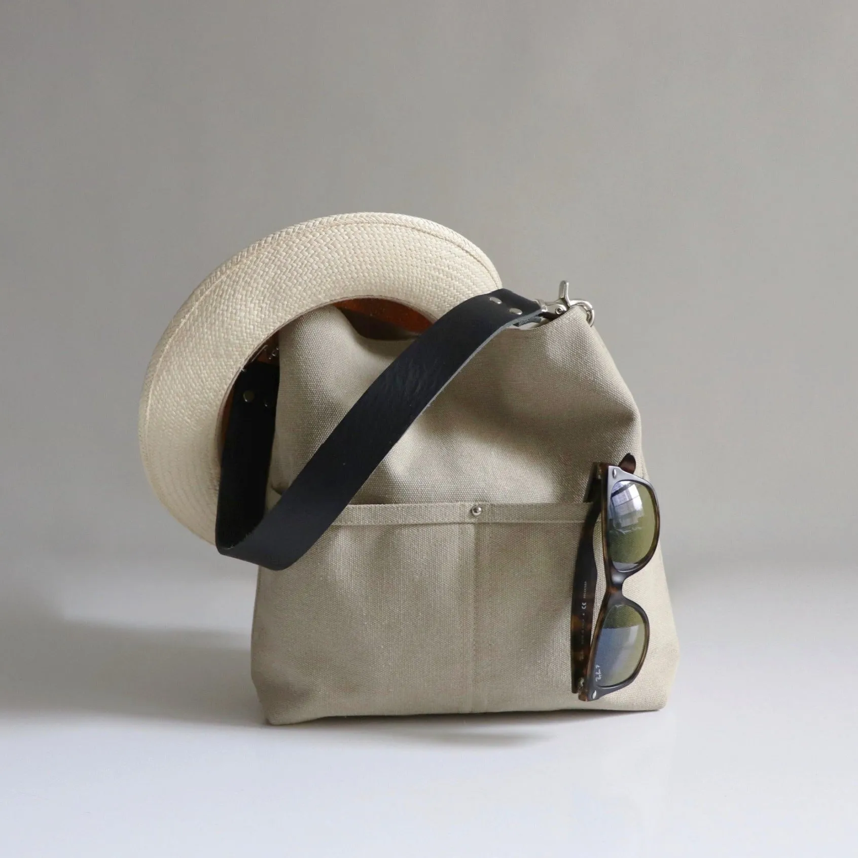 Medium Bucket Bag in Sand Canvas