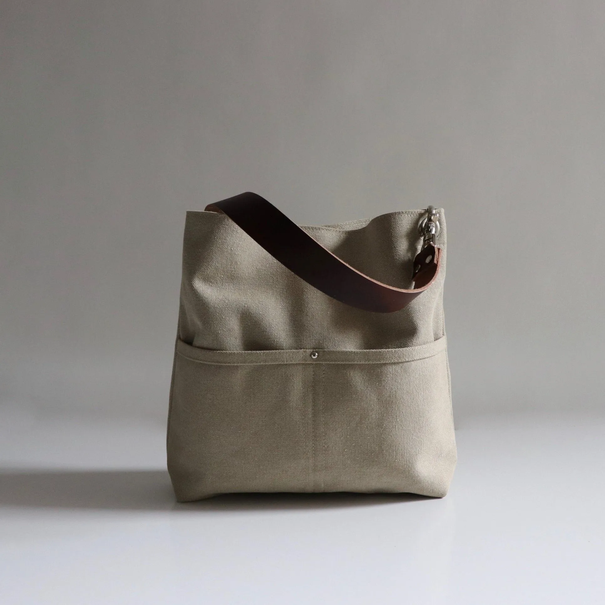 Medium Bucket Bag in Sand Canvas