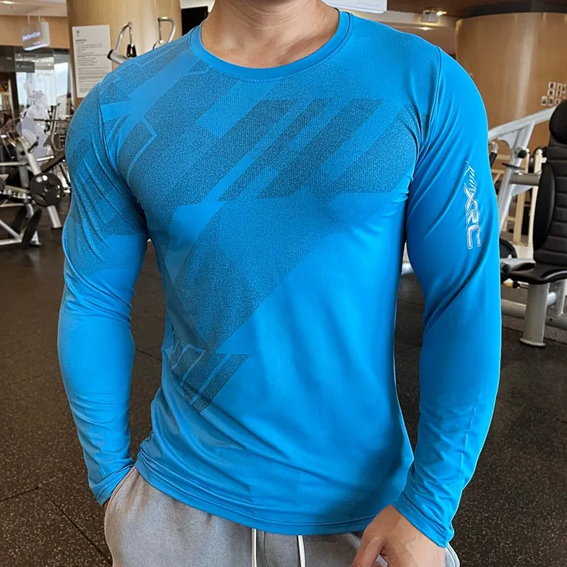 Men Fitness Compression Sport Shirt High Quality Running Long Sleeve Upper Clothing Crew Neck Swearshirt Male Rash Guard Wicking