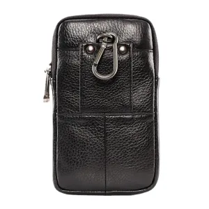 Men Genuine Leather Retro Business 6.3 Inch Phone Bag Hanging Waist With Belt Loop