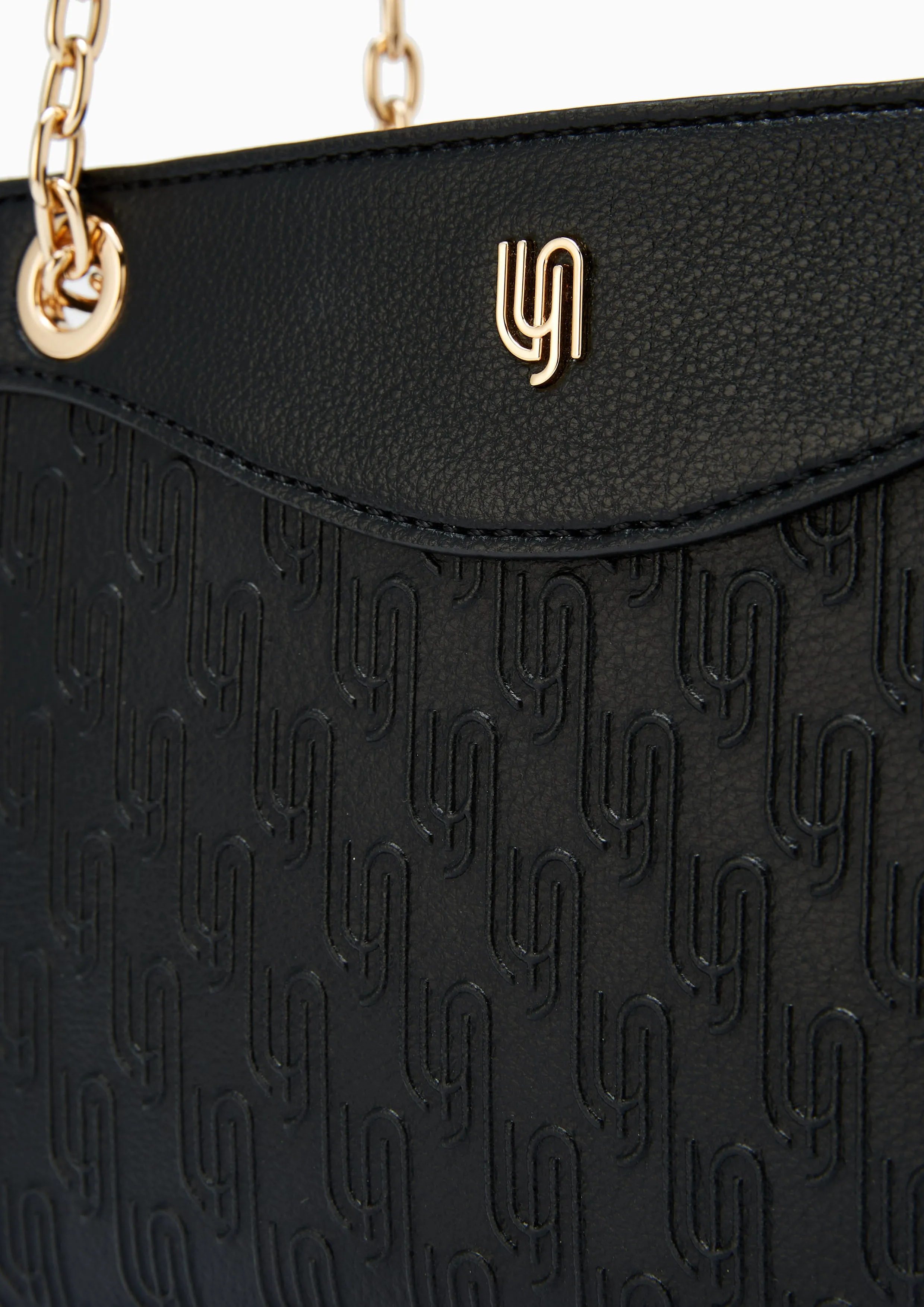 Monica Inf Embossed Shoulder Bag S Black