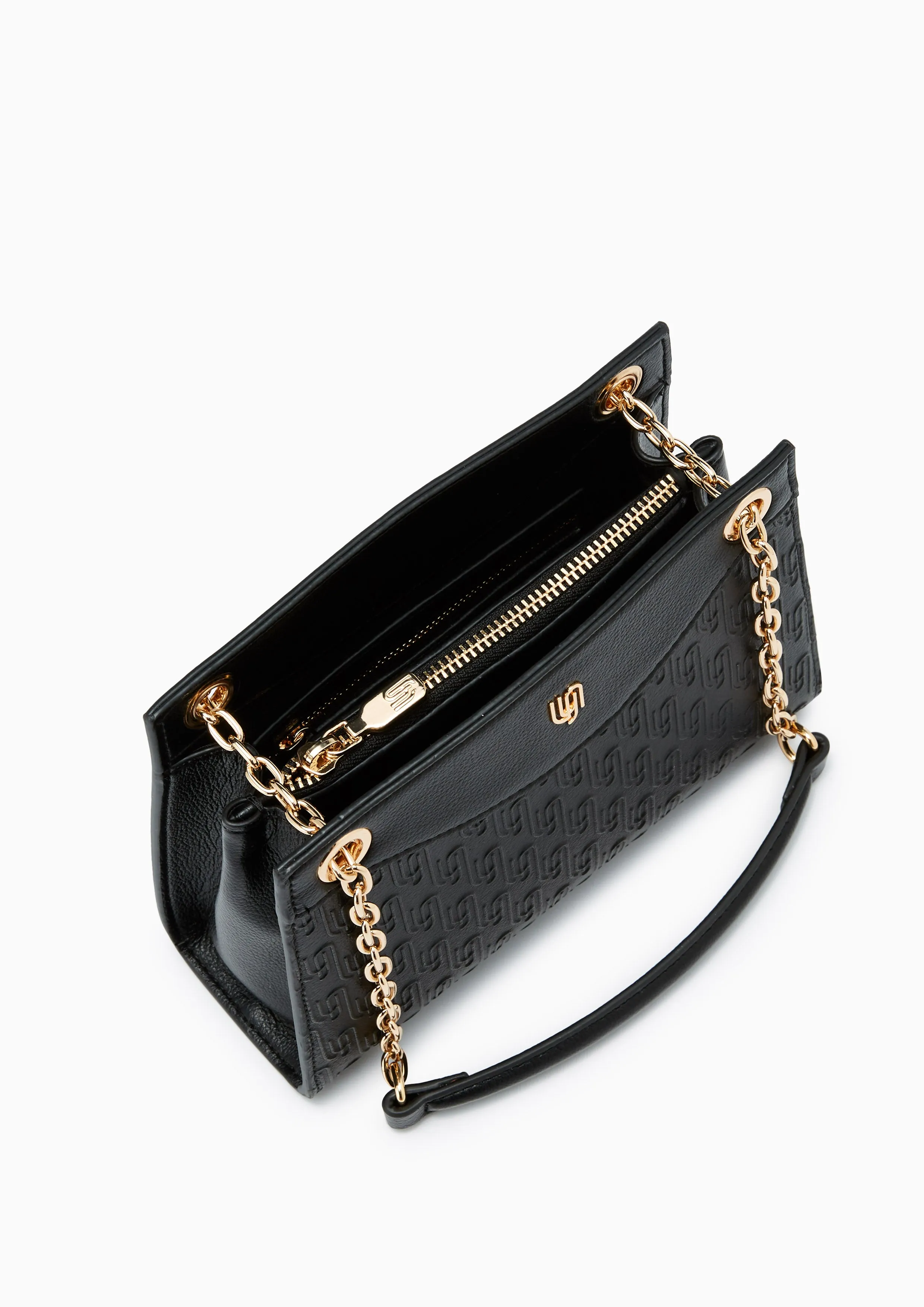 Monica Inf Embossed Shoulder Bag S Black