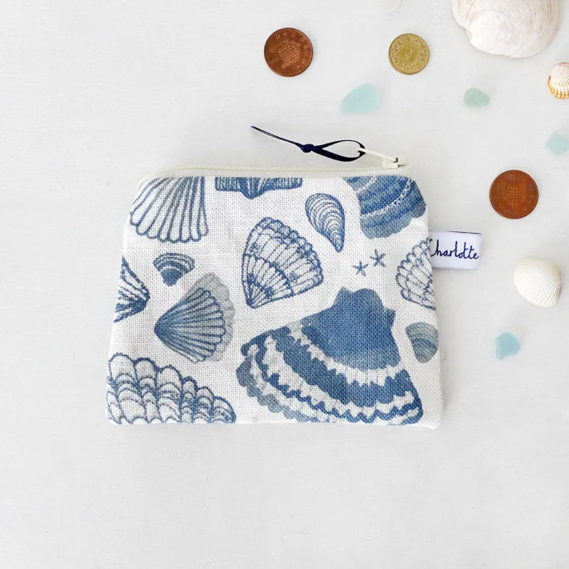 Navy Seashells Pocket Purse