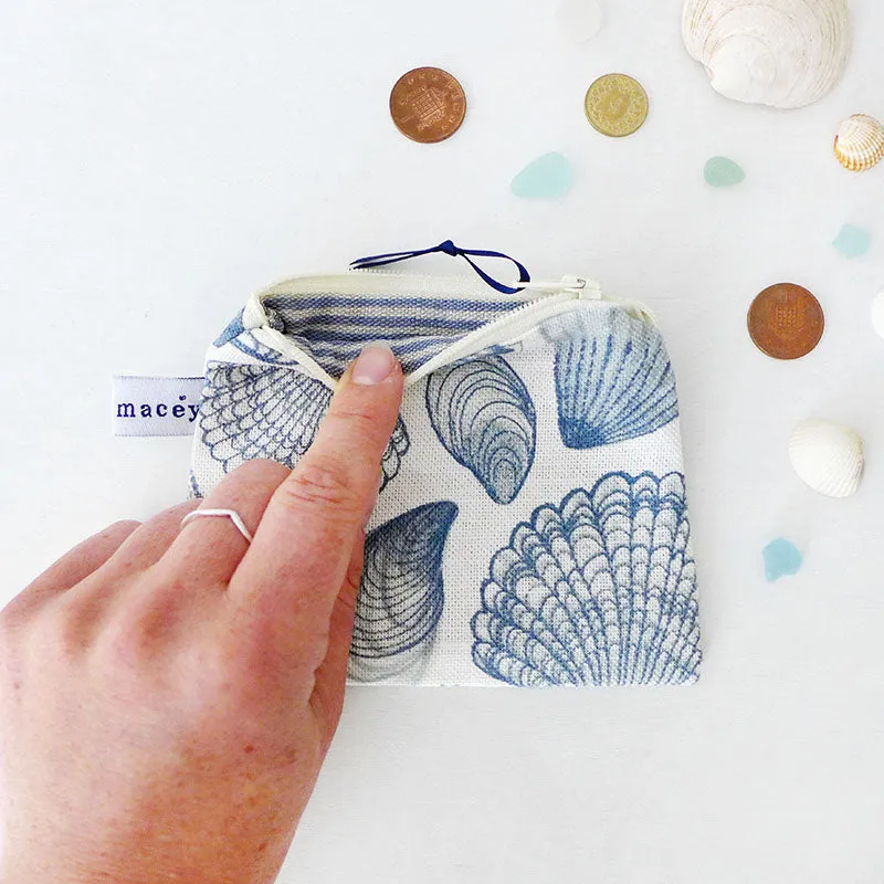 Navy Seashells Pocket Purse