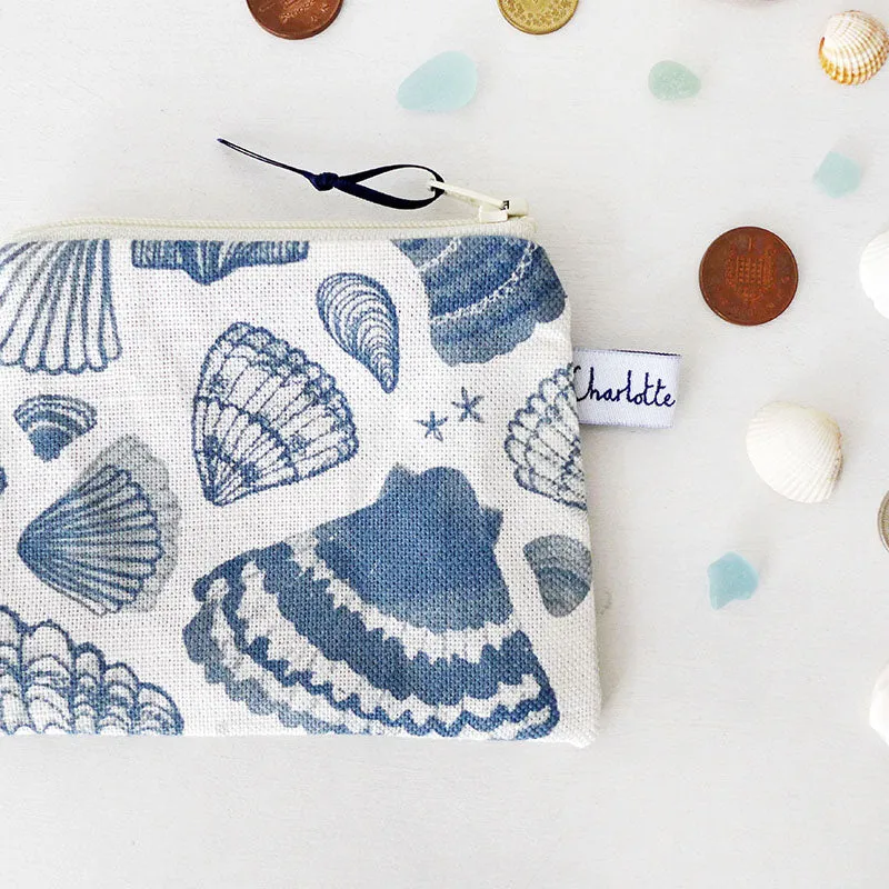 Navy Seashells Pocket Purse