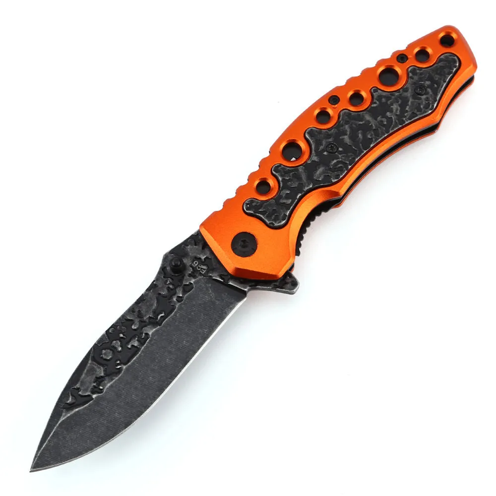 Orange Handle Camping Tactical Hunting Outdoor Foldable Pocket Folding Pakistan Handmade Knives