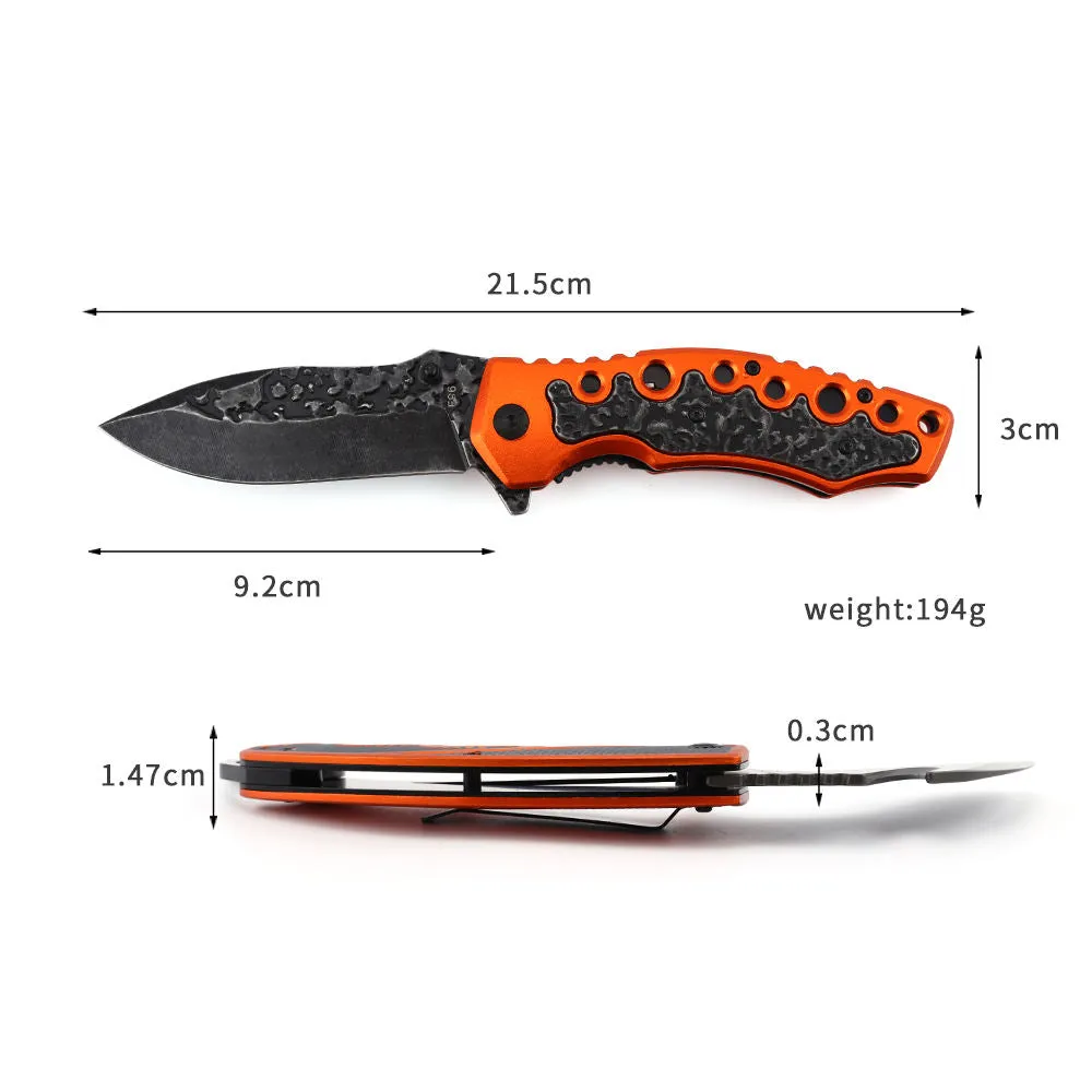 Orange Handle Camping Tactical Hunting Outdoor Foldable Pocket Folding Pakistan Handmade Knives