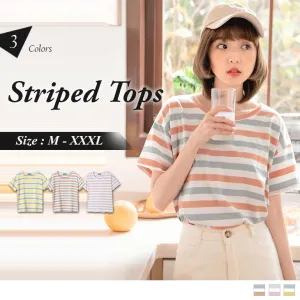 ORANGEBEAR SHORT SLEEVE STRIPED TOPS