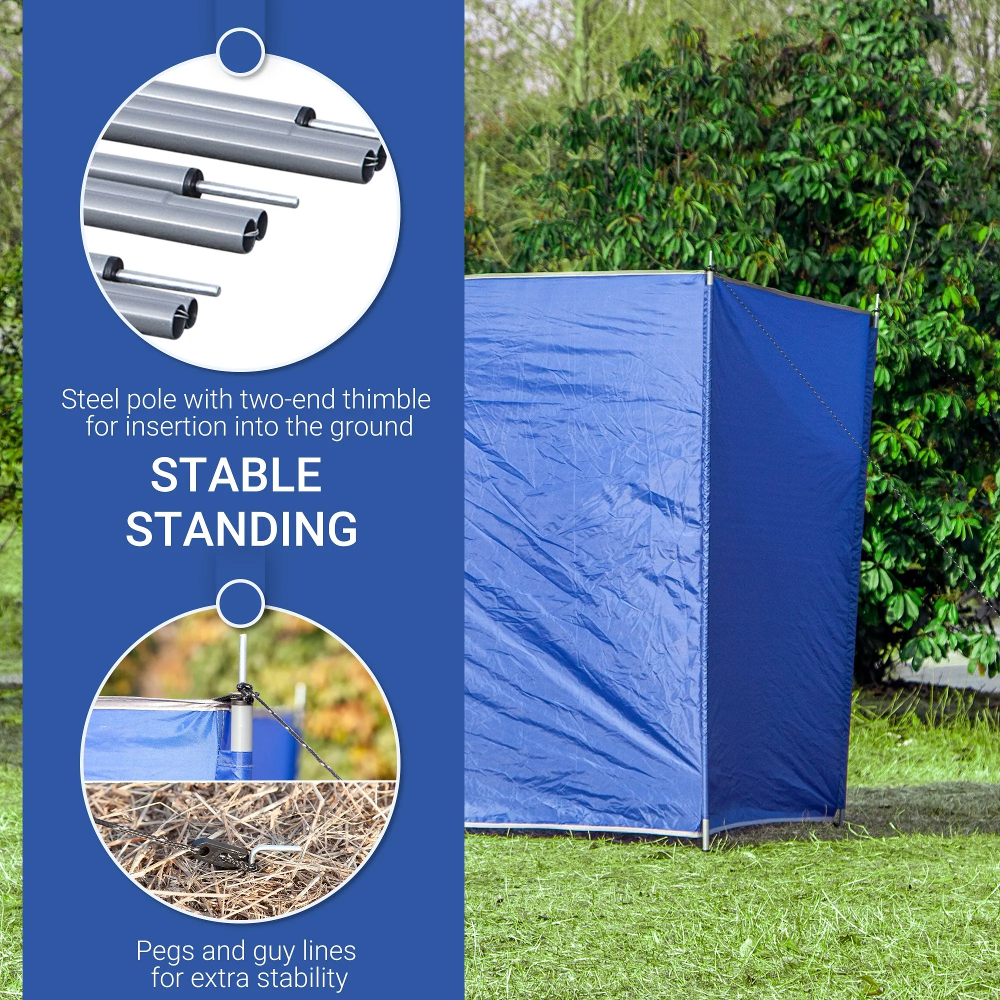 Outsunny Camping Windbreak Portable Wind Blocker Privacy Wall, 6.2m x 1.5m