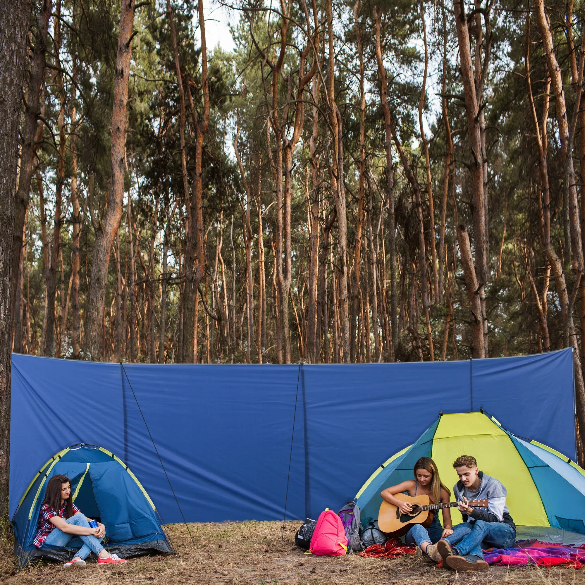 Outsunny Camping Windbreak Portable Wind Blocker Privacy Wall, 6.2m x 1.5m