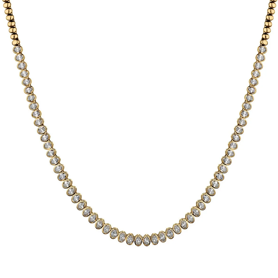 OVAL BEZEL SET DIAMOND TENNIS NECKLACE