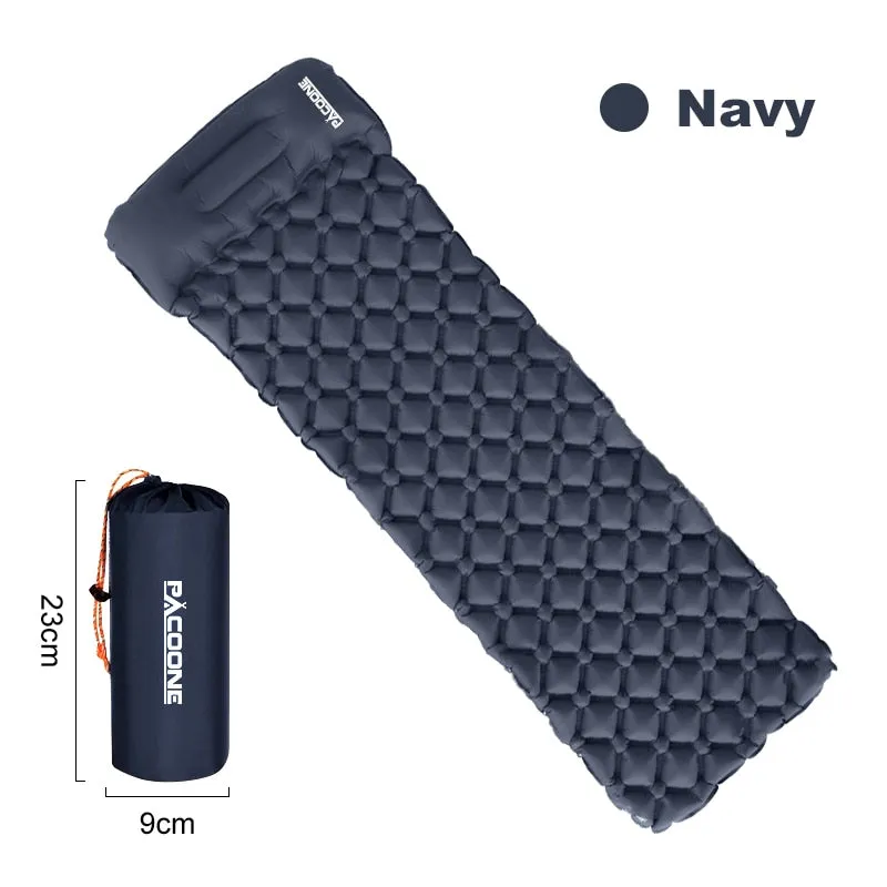 PACOONE Outdoor Camping Sleeping Pad Folding Sleep Mat Beach Inflat Mattress with Pillows