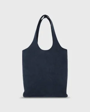 Paola Bucket Bag in Navy Suede