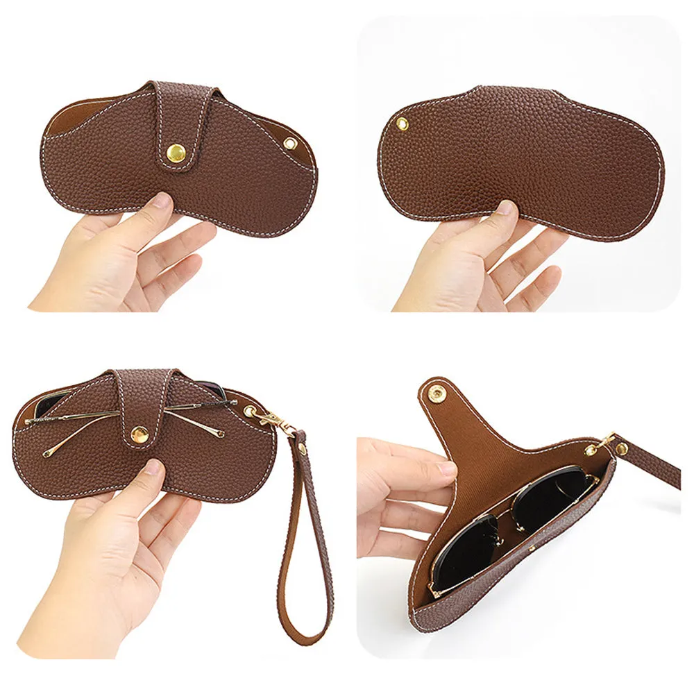 Portable Soft Leather Glasses Case | Slim Travel Sunglasses Pouch | Reading Glasses Case for Men Women