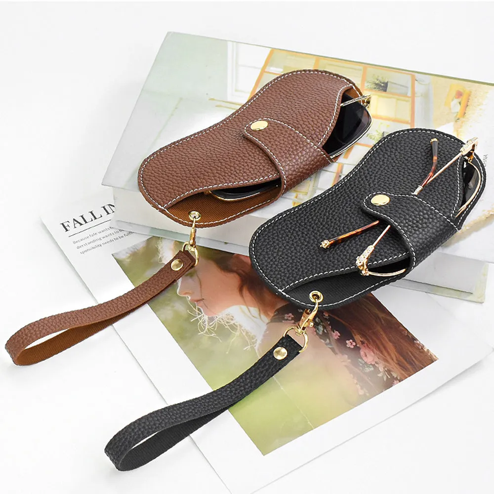 Portable Soft Leather Glasses Case | Slim Travel Sunglasses Pouch | Reading Glasses Case for Men Women