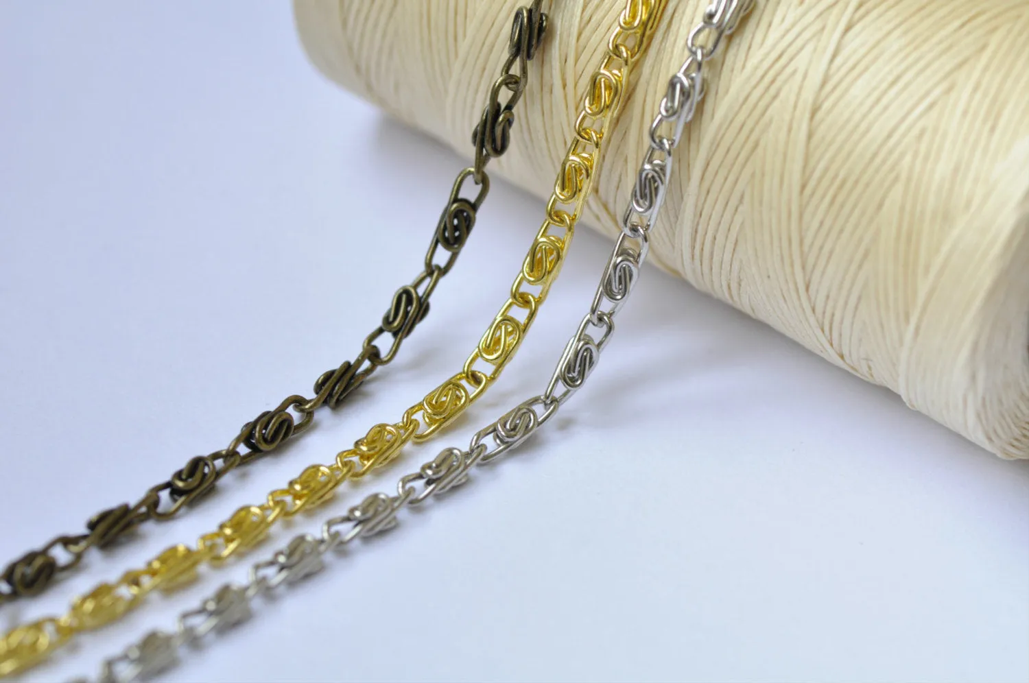 Purse Frame Wheat Chain/ Bronze Gold And Silver Colors Available/ 40cm(15") and 120cm(47") Length