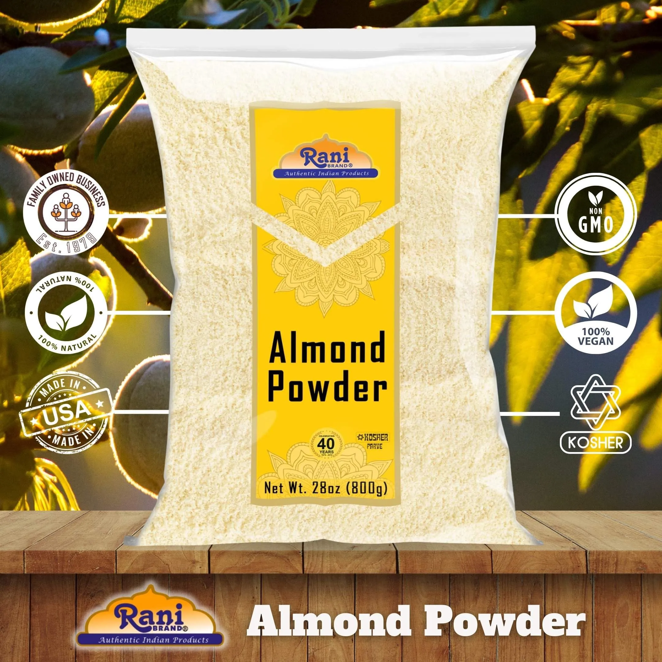 Rani Almonds Powder 28oz (800g) ~ All Natural | Gluten Friendly | NON-GMO | Kosher | Vegan | Product of USA