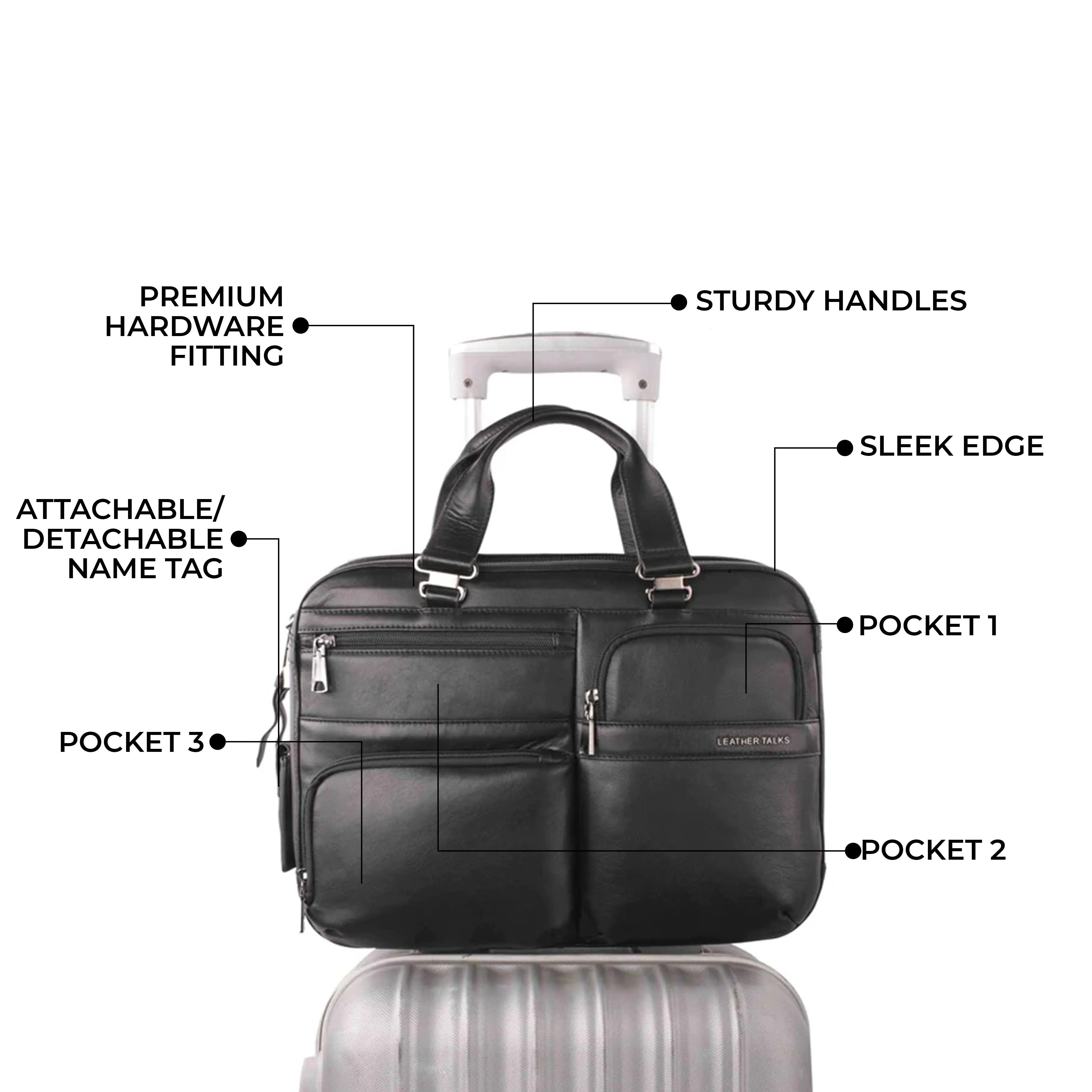 Ready to Ship Luxury Corporate Gift | Jacob Folio Bag | Leather Briefcase for Men | Genuine Leather| Colour: Black