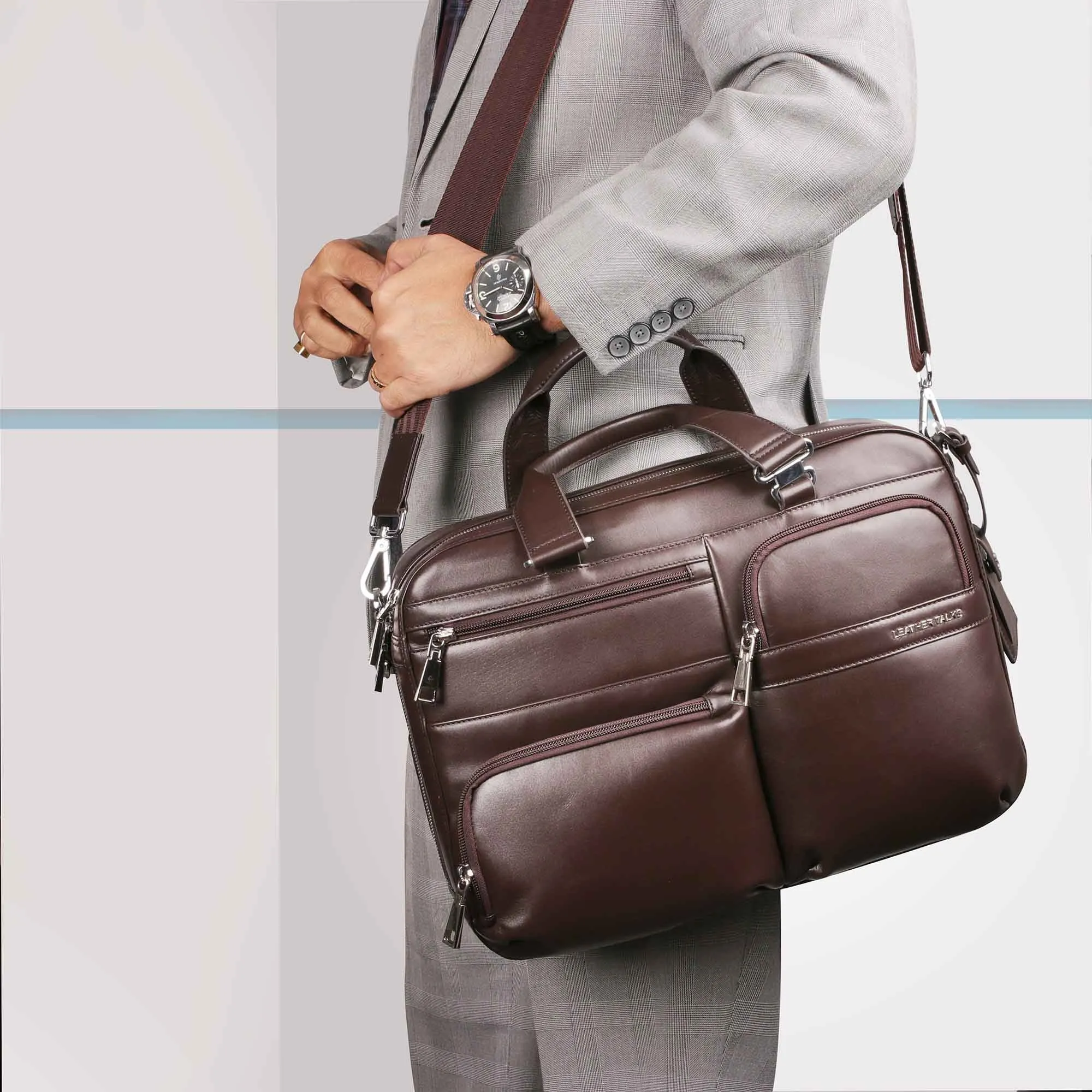 Ready to Ship Luxury Corporate Gift | Jacob Folio Bag | Leather Briefcase for Men | Genuine Leather| Colour: Black