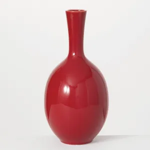 Red Glazed Sleek Ceramic Vase