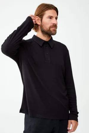 Ribbed Long Sleeve Polo Shirt