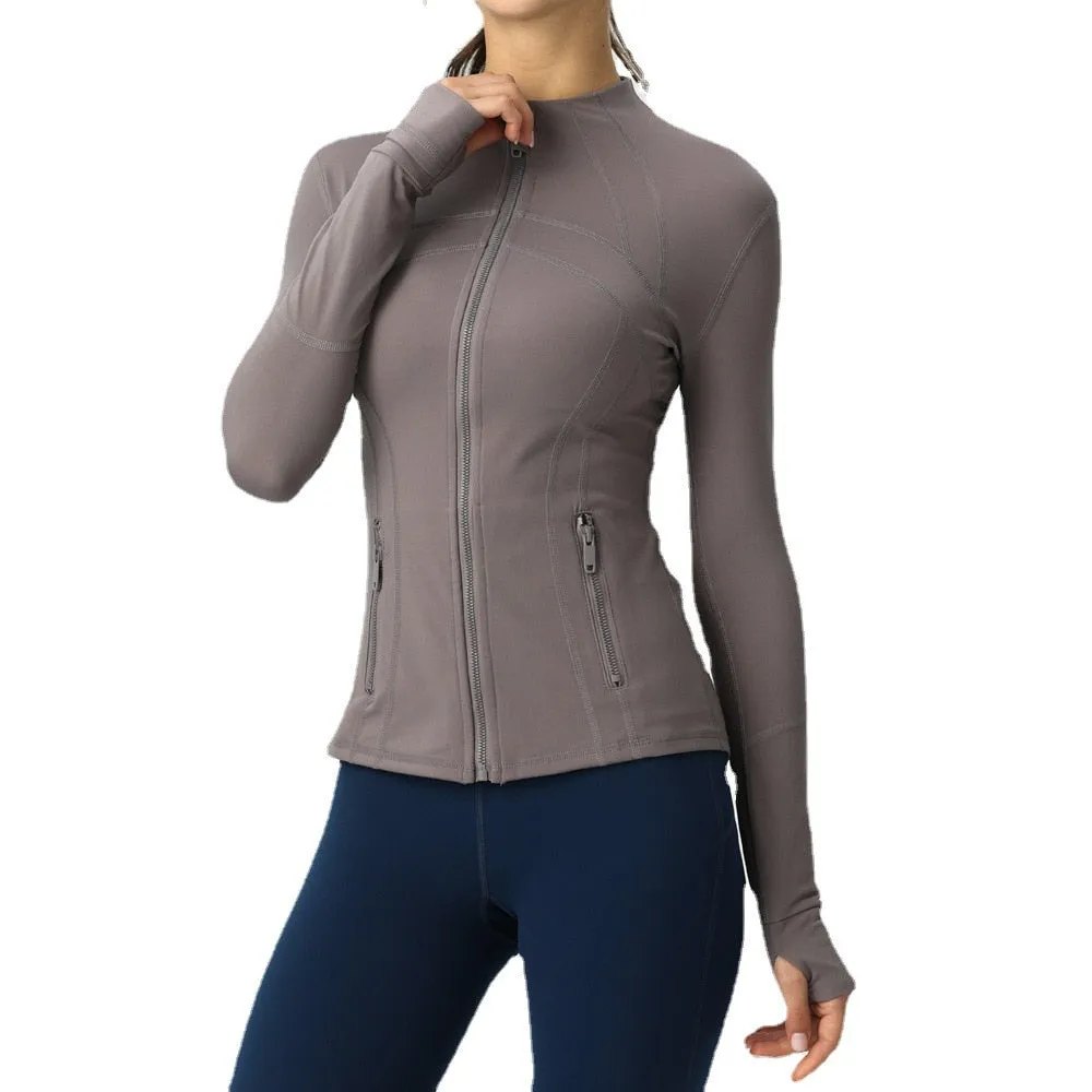 Seamless Long Sleeve Zip Yoga Shirts Anti-Shrink Fitness Sport Top Jacket For Woman Push Up Activewear Running Clothes v2