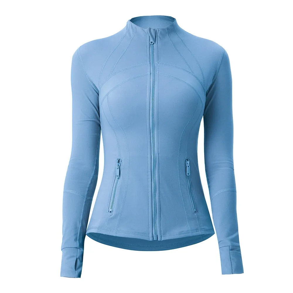 Seamless Long Sleeve Zip Yoga Shirts Anti-Shrink Fitness Sport Top Jacket For Woman Push Up Activewear Running Clothes v2