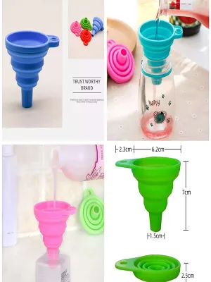 Silicone Liquid Filling Foldable Funnel - Small Multicolor