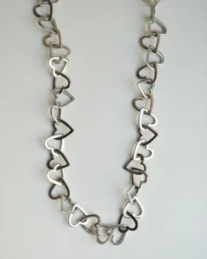 Silver Heart Linked Chain Necklace