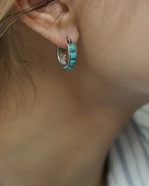 Silver x Turquoise Hoop Earrings