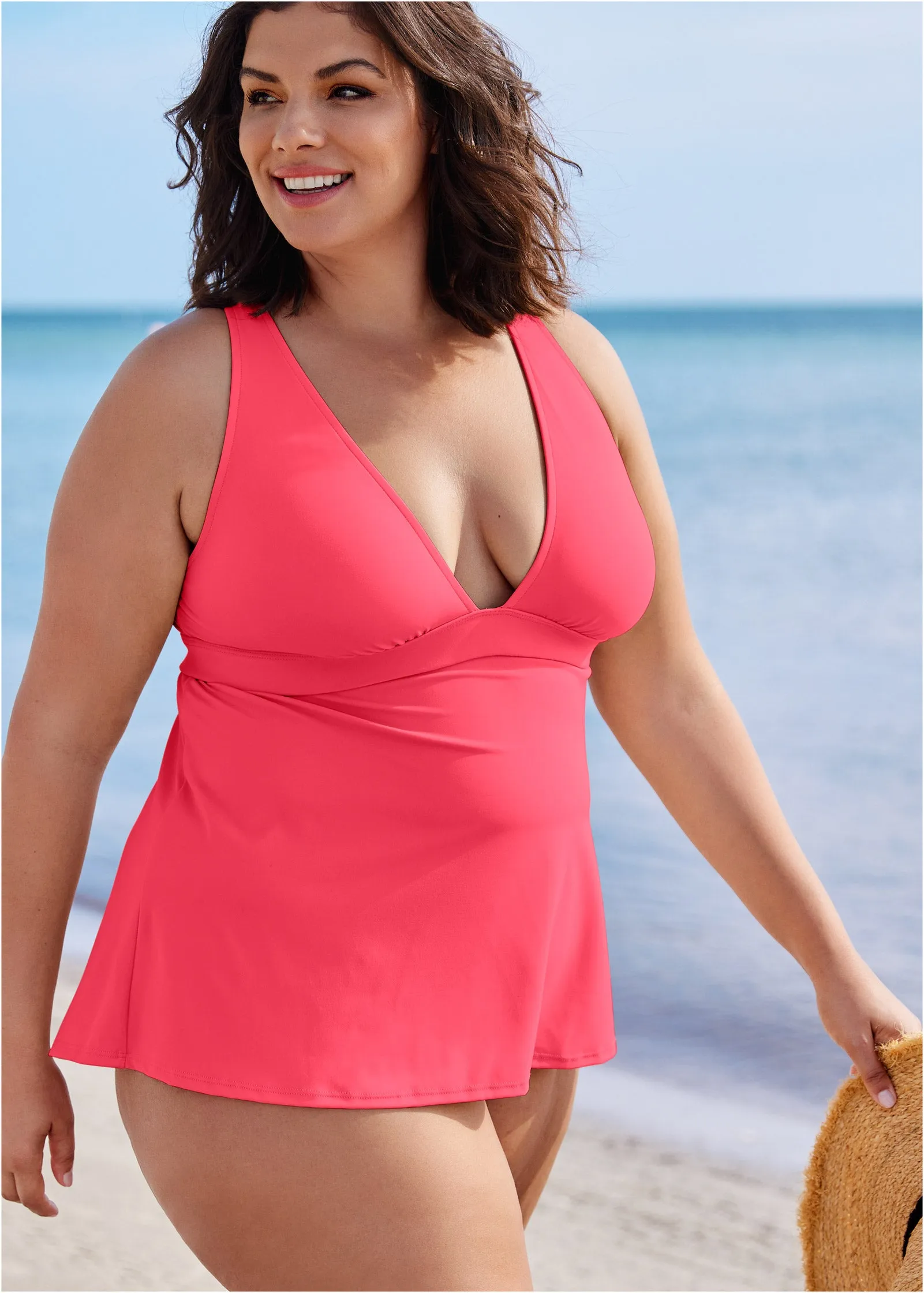 Sleek Flowing Tankini Top - Sunset Pink