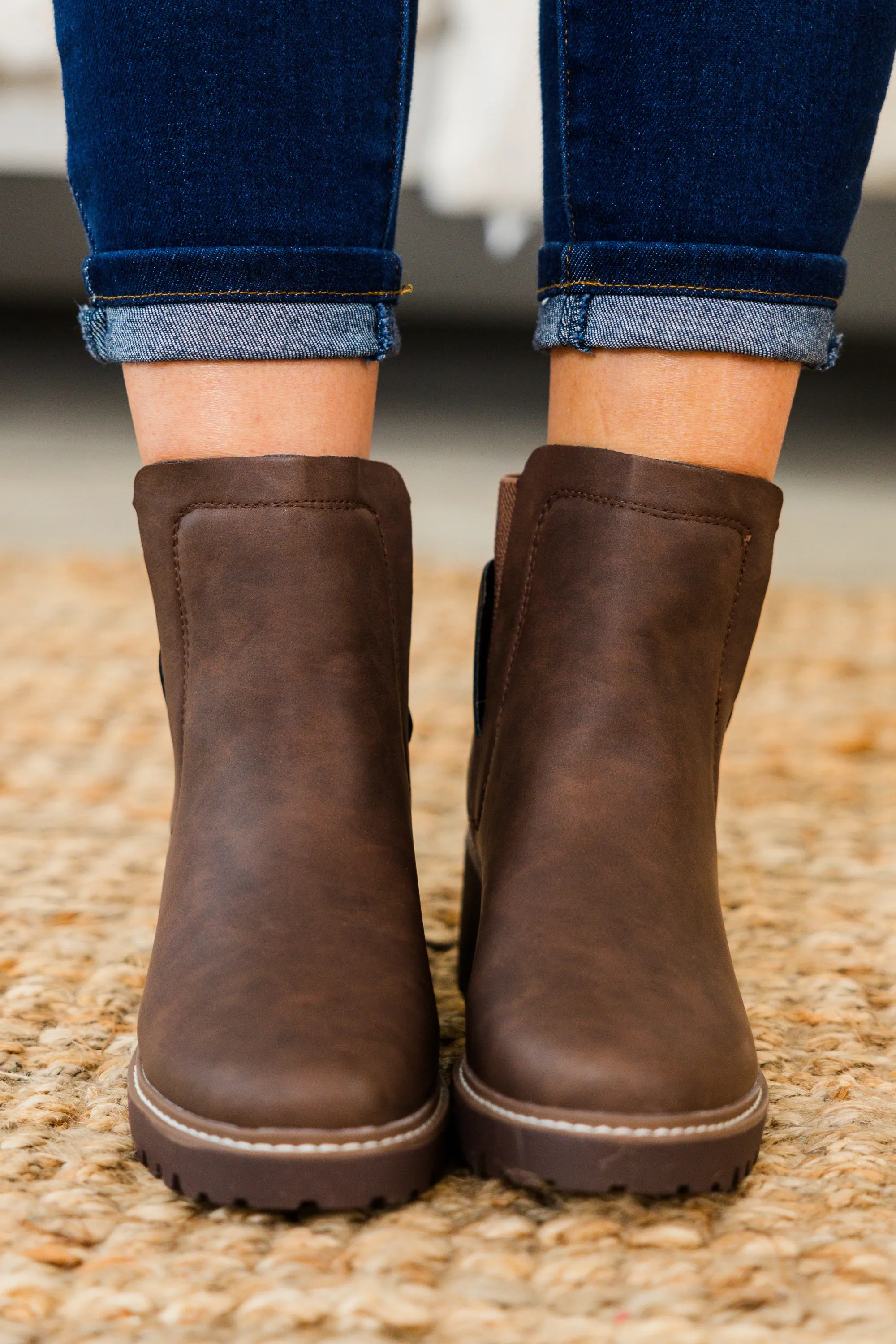 Sleek Street Booties, Brown