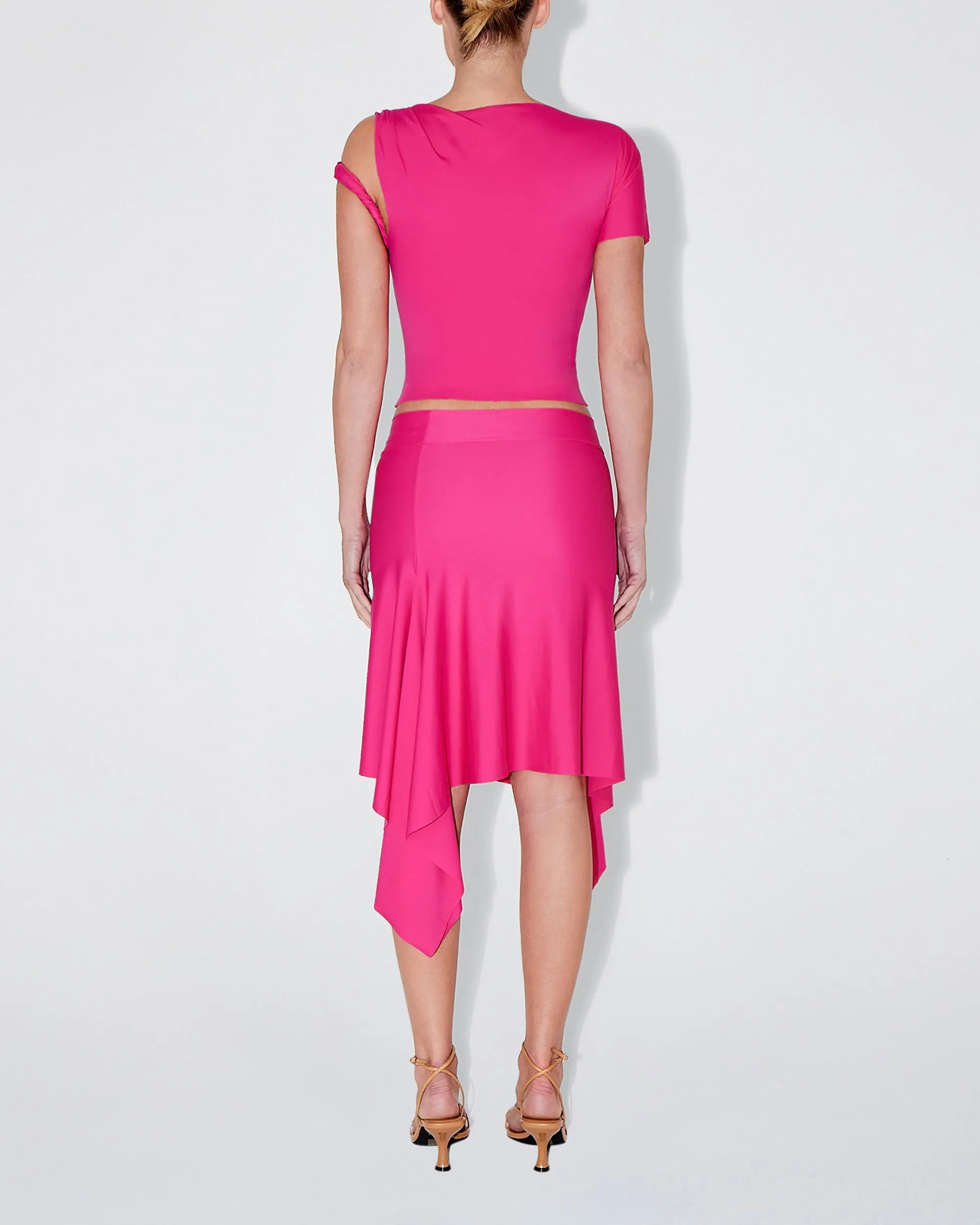 Sleek Stretch Asymmetrical Skirt | Fuchsia