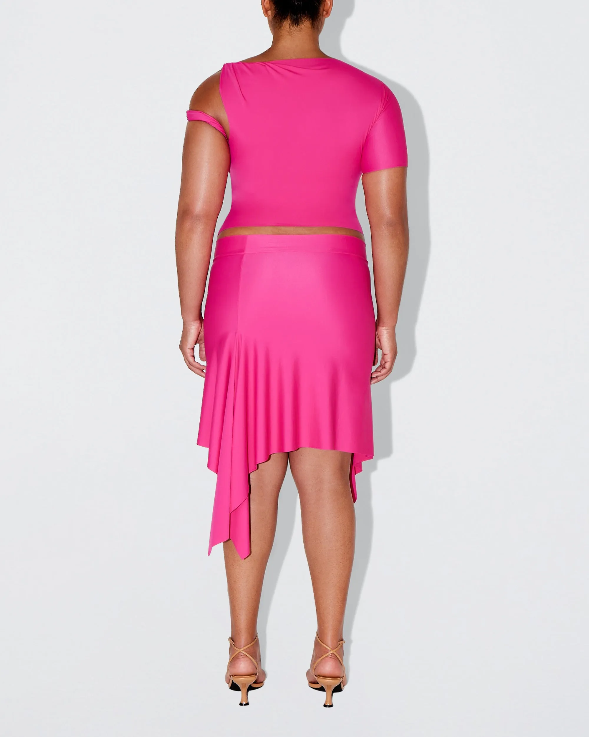 Sleek Stretch Asymmetrical Skirt | Fuchsia