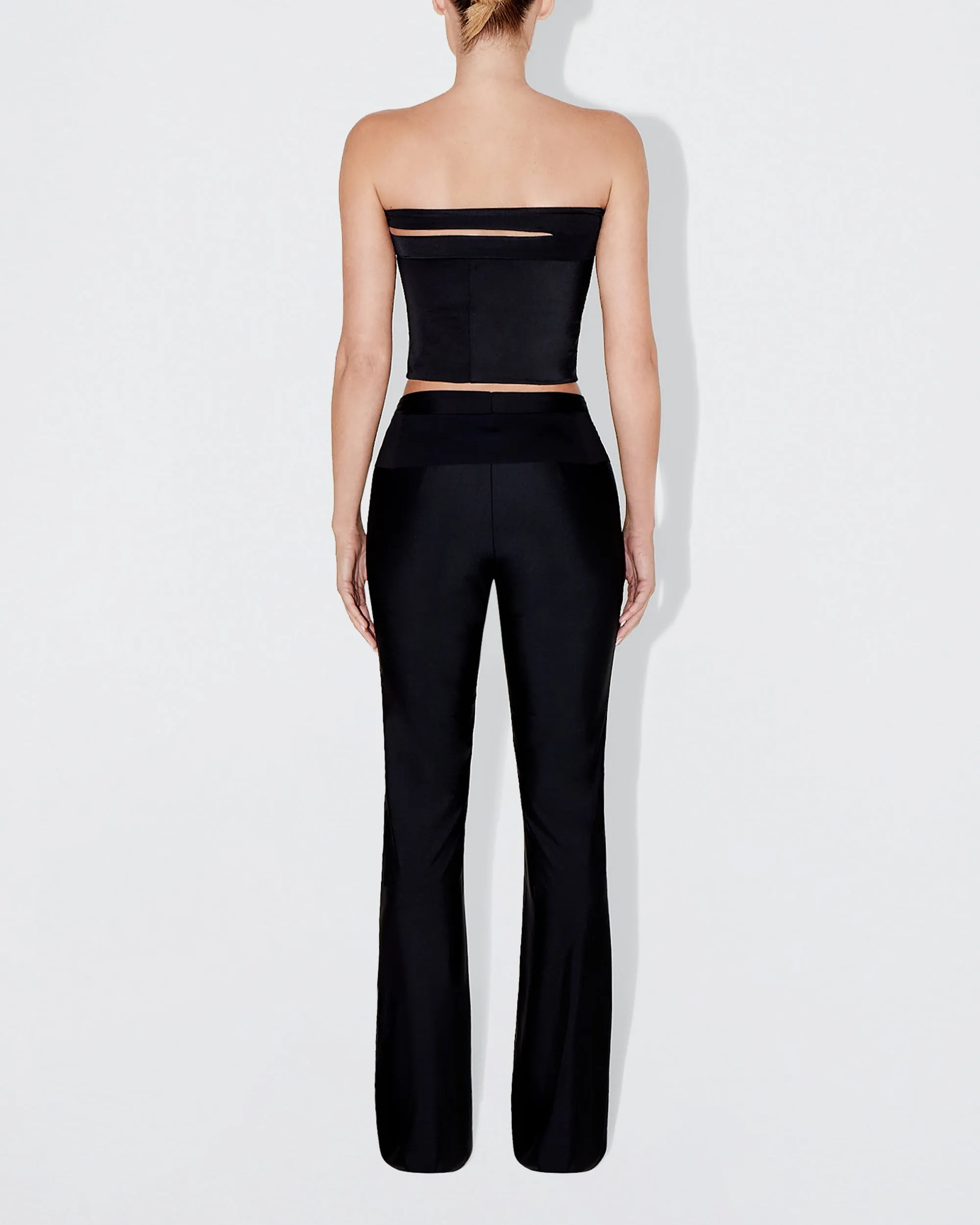 Sleek Stretch Cutout Foldover Pant | Black