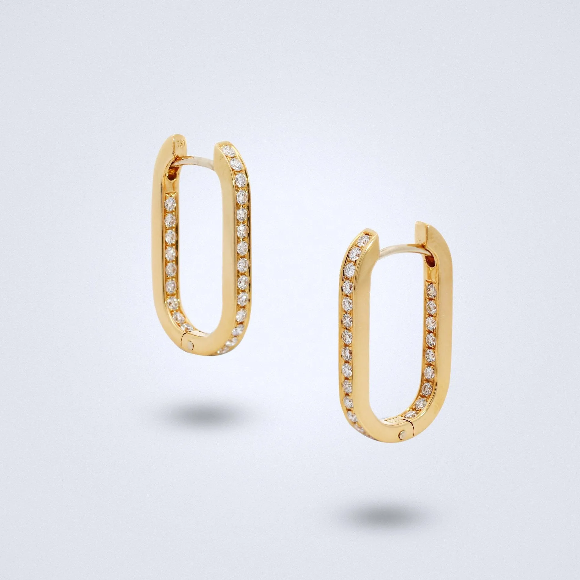 Sleek Yellow Gold Diamond Hoops